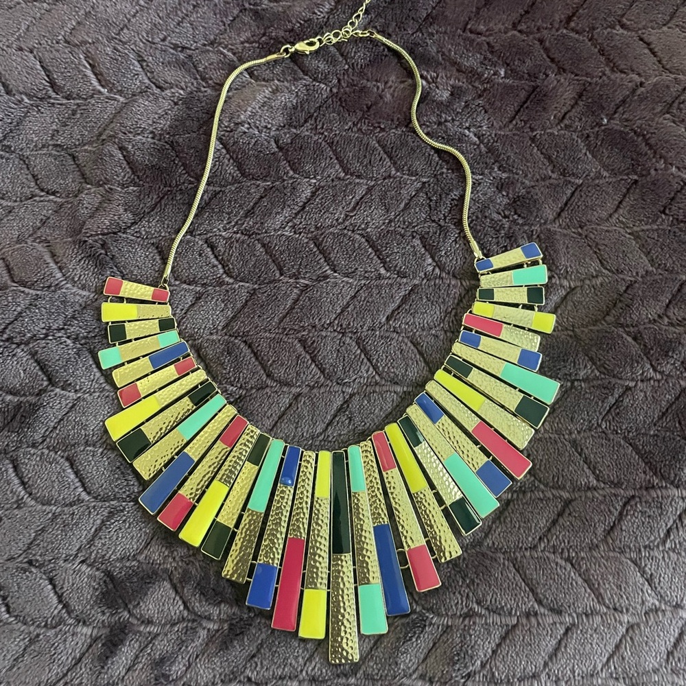 Aldo Gold Multicolor Enamel Bib Necklace
